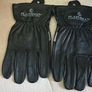 plainsman Black Leather Gloves for Men